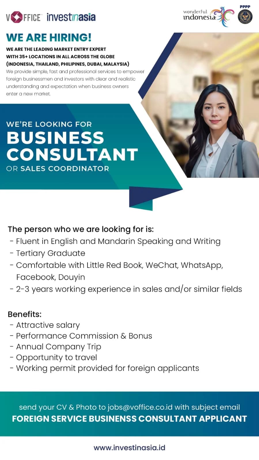 Business Consultant career opening at InvestinAsia