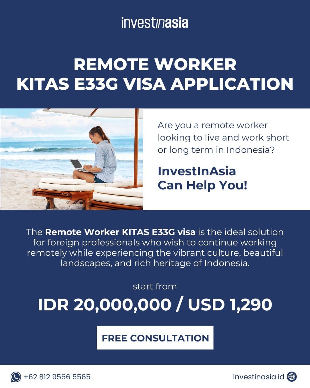 Remote Worker KITAS E33G visa promotion by InvestinAsia
